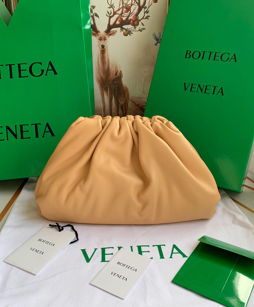 Bottega Veneta Teen Pouch Leather Clutch Apricot